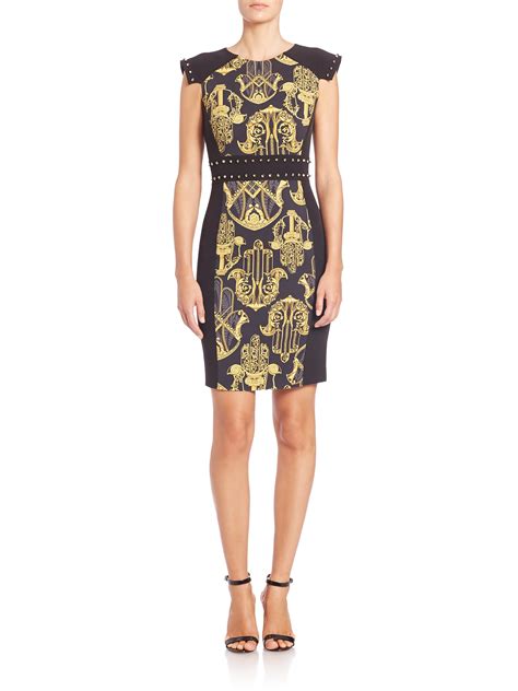 versace collection abito donna printed sheath dress 